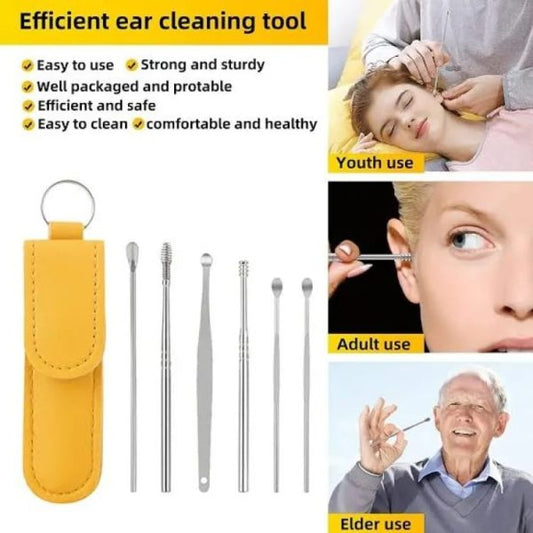 Dherigtech Ear Wax Cleaning Kit, 6 Pcs Ear Pick Tools, Wax Removal Kit, Ear Cleaning Tool Set, Spring Earwax Cleaner Tool Ear Wax Remover