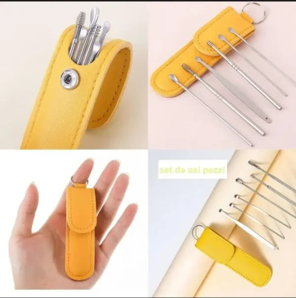 Dherigtech Ear Wax Cleaning Kit, 6 Pcs Ear Pick Tools, Wax Removal Kit, Ear Cleaning Tool Set, Spring Earwax Cleaner Tool Ear Wax Remover